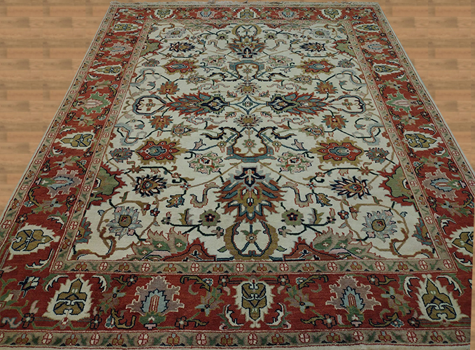 8'3"x9'1" Mahal India Handmade Floral Rug – 8'3" × 9'1"