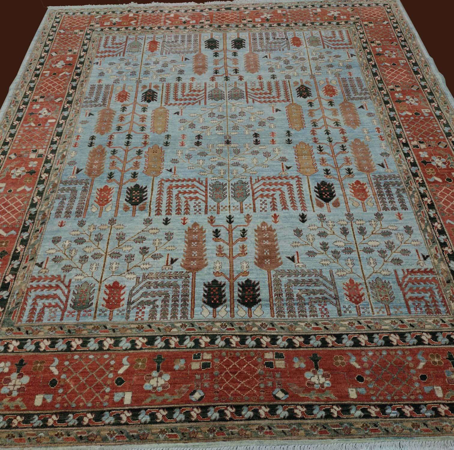 8'3"X9'9" Red/Stone Pak Khyber Handmade Area Rug-111_21 – 8'3" × 9'9"