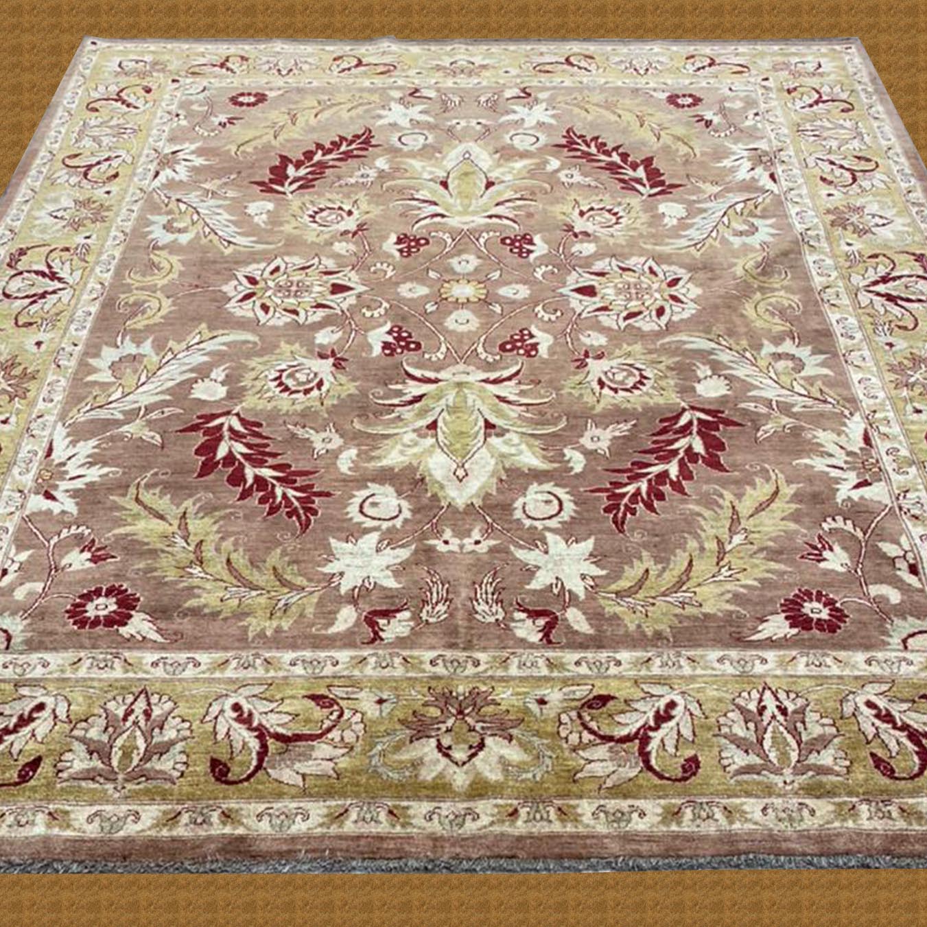8'9"X10'10" Pakistan Oushak Floral Area Rug – 8'9" × 10'10"