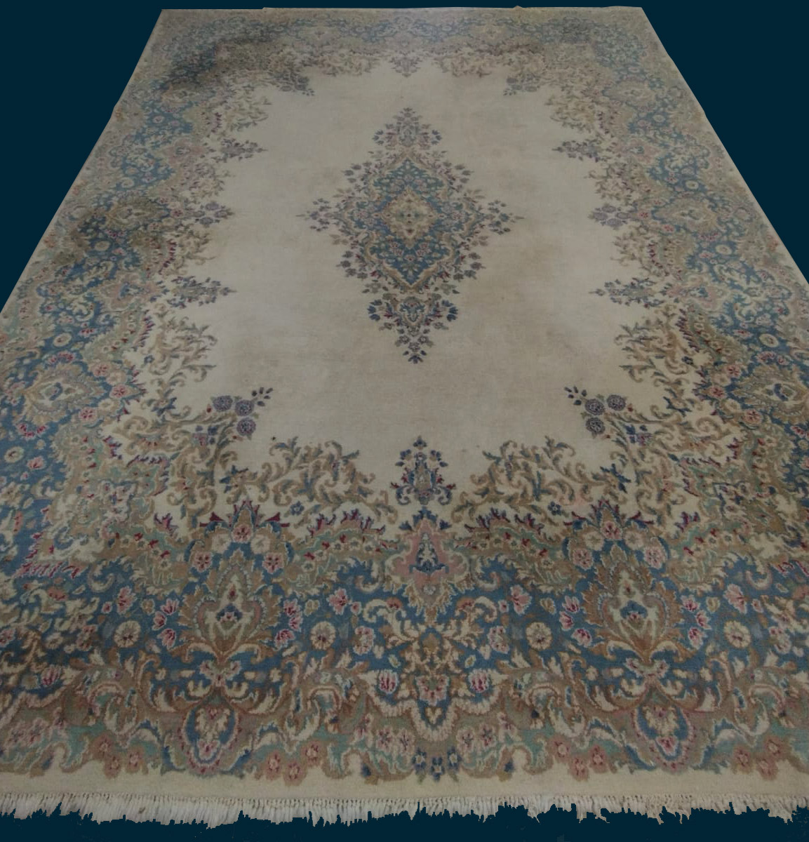 8'9"X12'0" Persian Kerman Handmade Vintage Area Rug – 8'9" × 12'