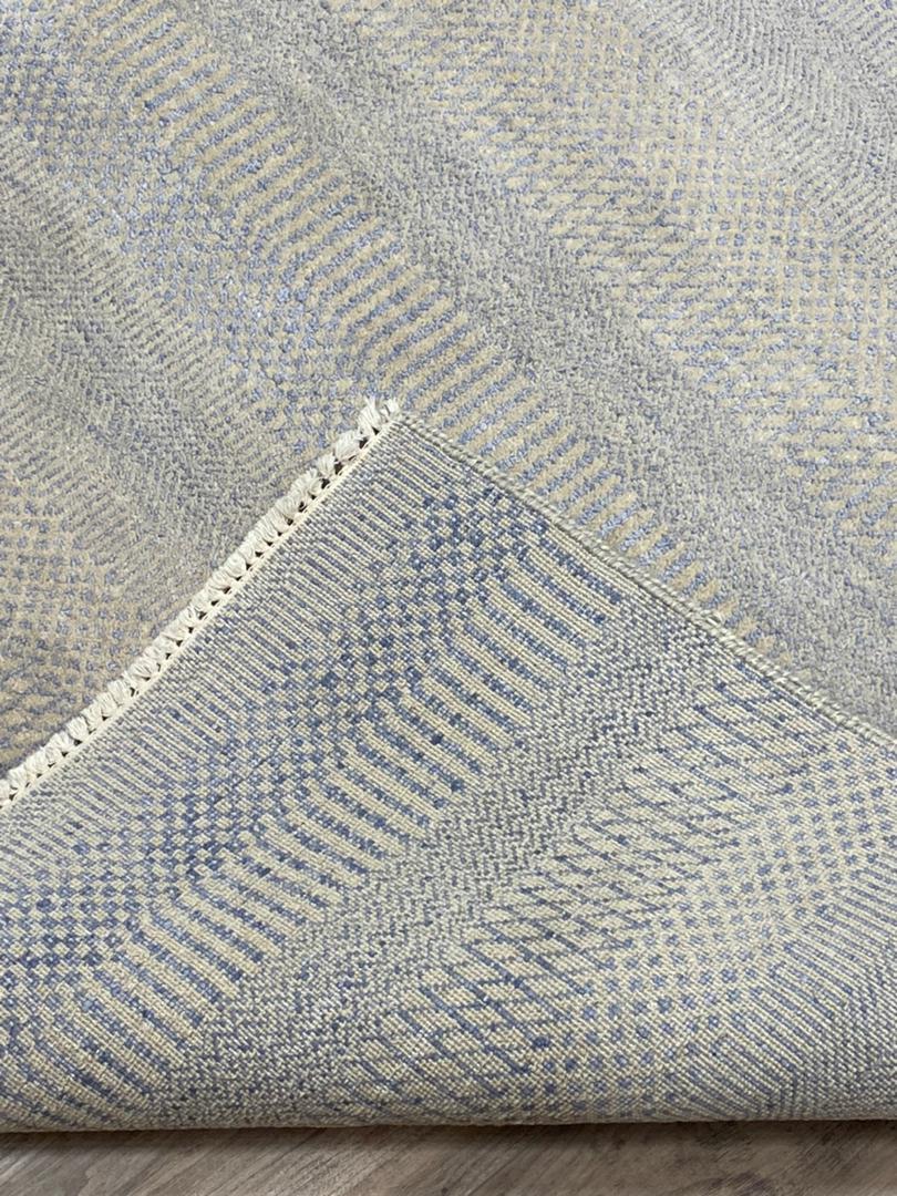 8X10 Contemporary Blue/Beige Modern Area Rug – 8' × 10'