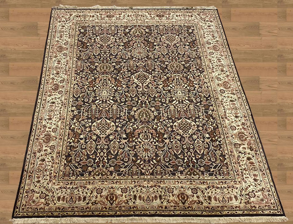 8X10 India Agra Hand-Knotted Chocolate Brown Area Rug – 8' × 10'