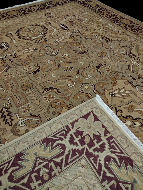 8'x10' India Hand Woven Tan And Meroon Area Rug – 8' × 10'