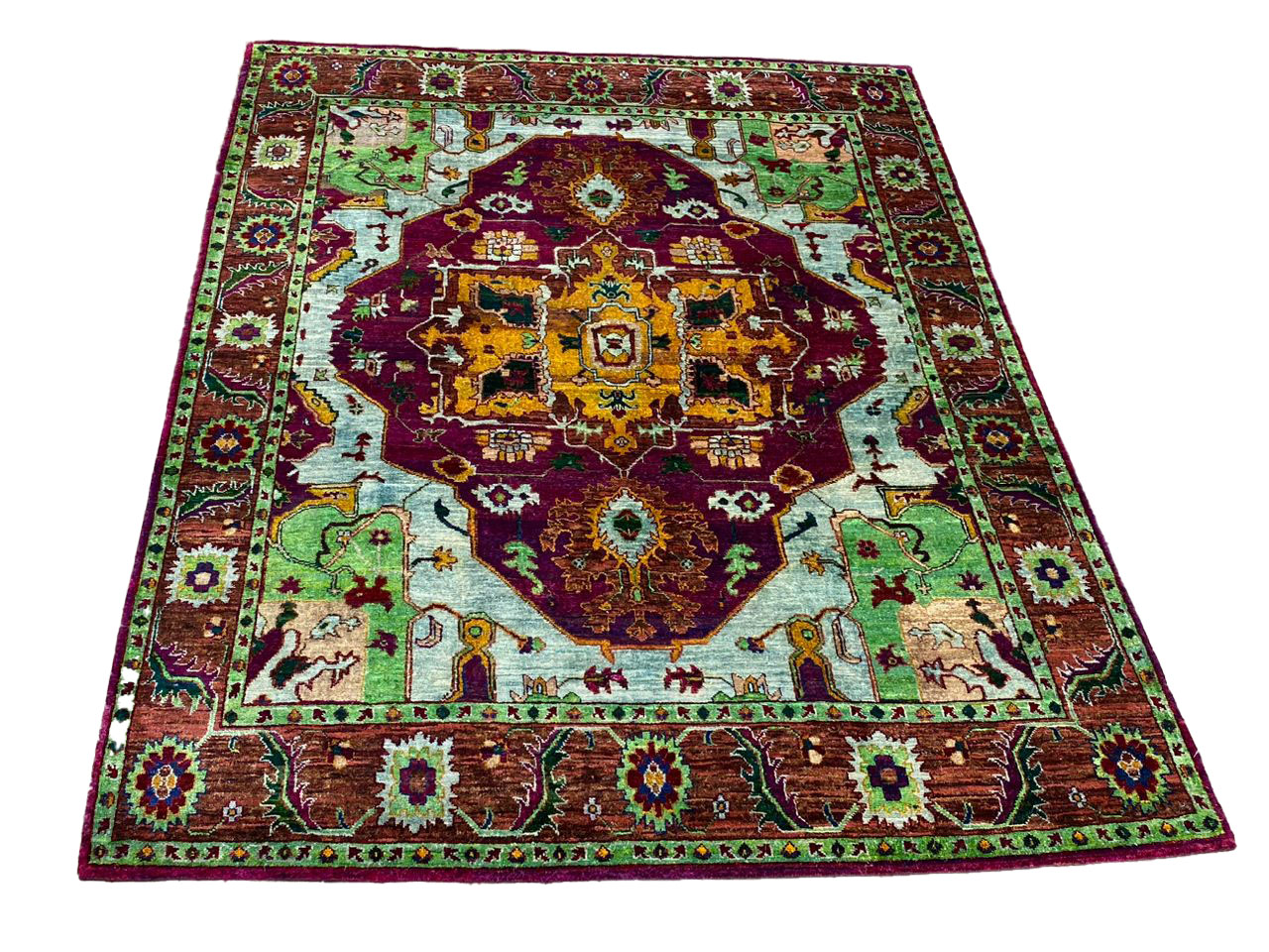 8x10 Indian Valkalam Hand-Woven Colorful Area Rug – 8' × 10'