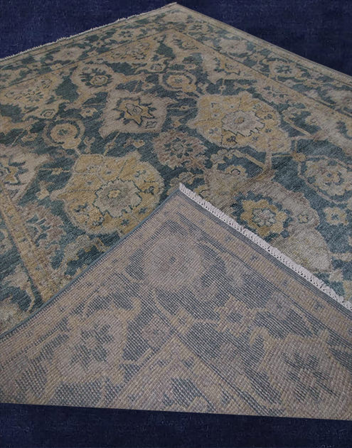 8'x10' Indo Antique Blue And Yellow Area Rug-516_23 – 8' × 10'