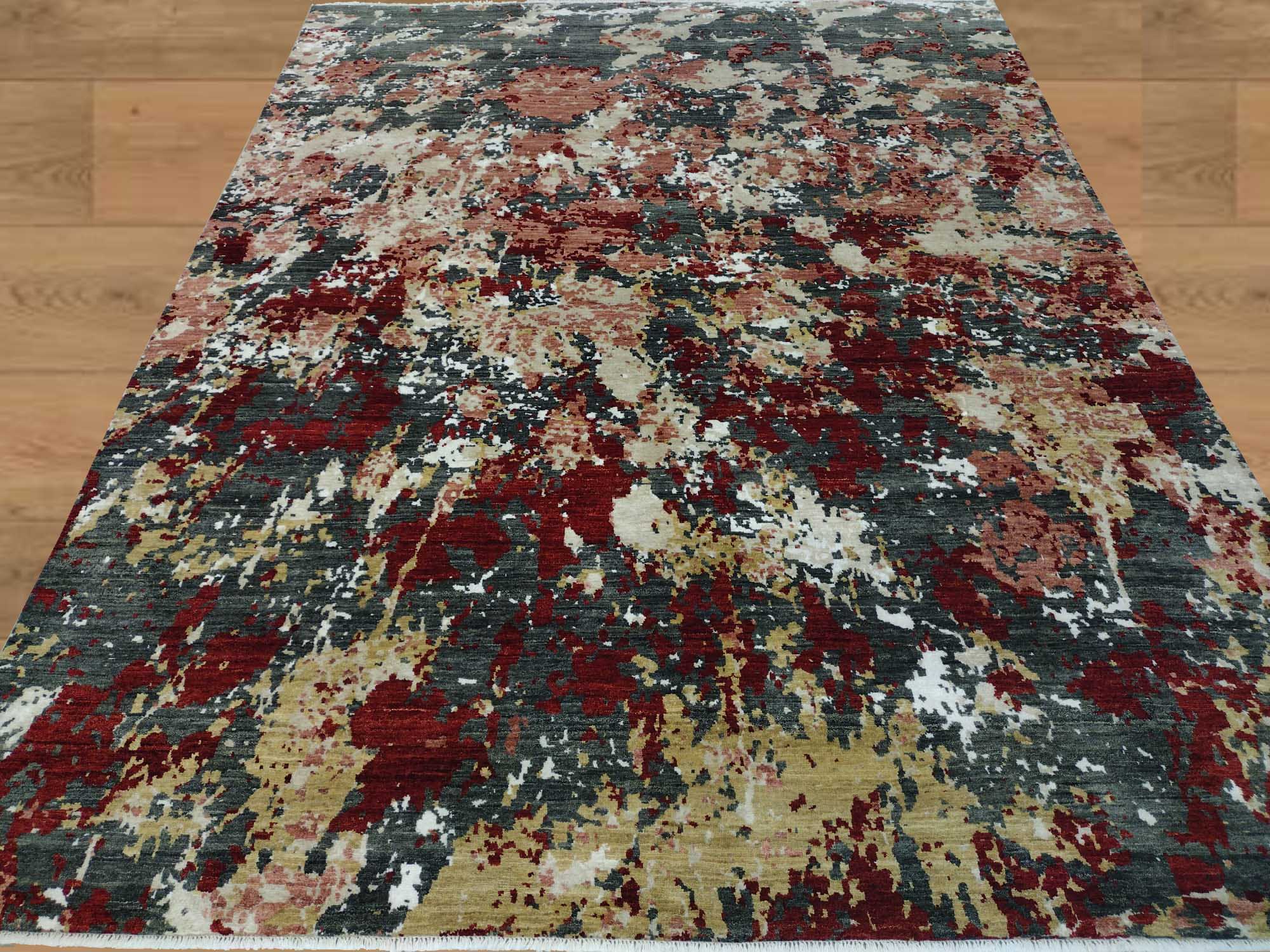 8'X10' Indo Ikats Hand Knotted Abstract Artistic Area Rug-144_21 – 8' × 10'
