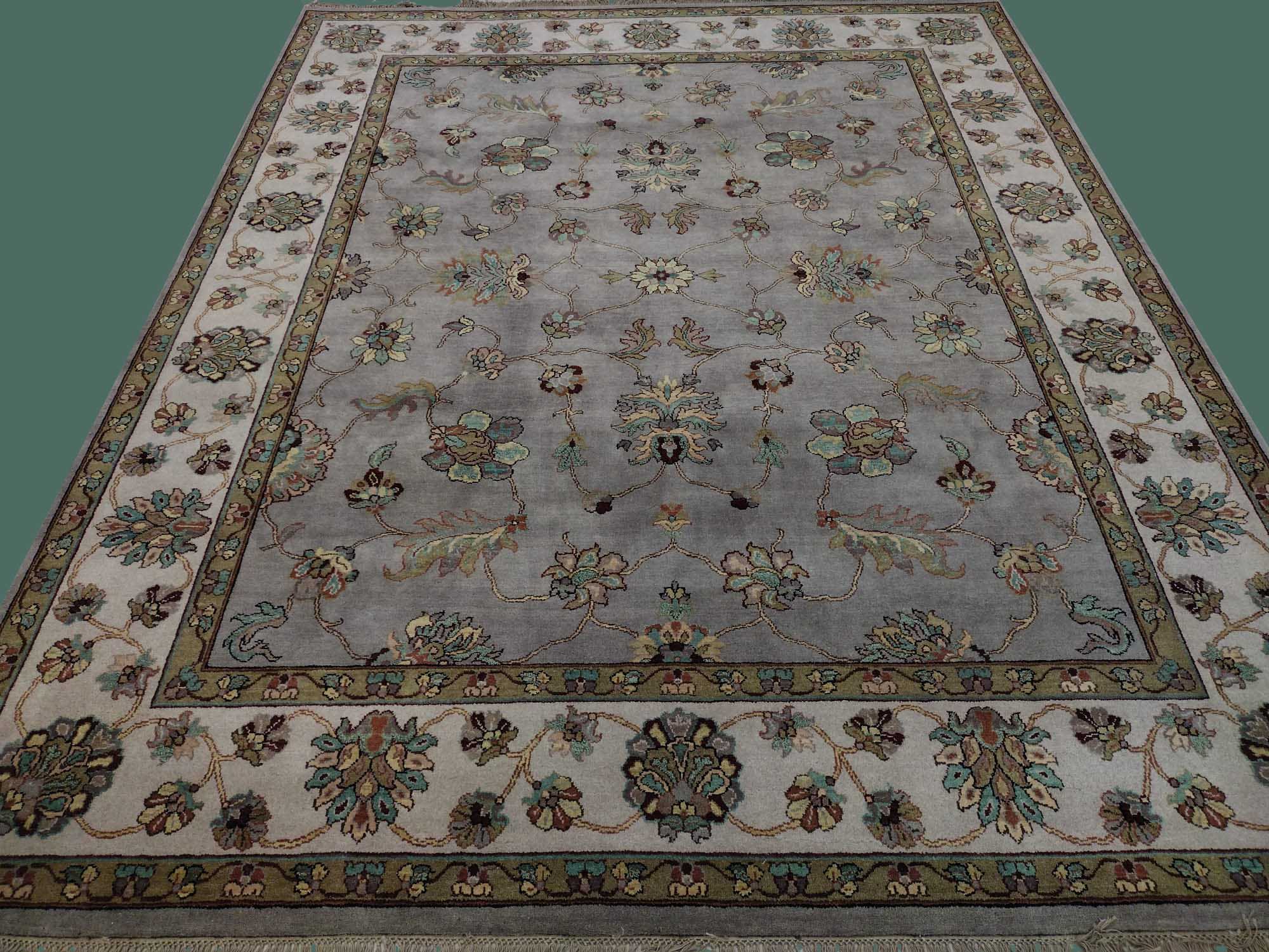 8'X10' Ivory/Gray Mahal Indian Handmade Area Rug – 8' × 10'
