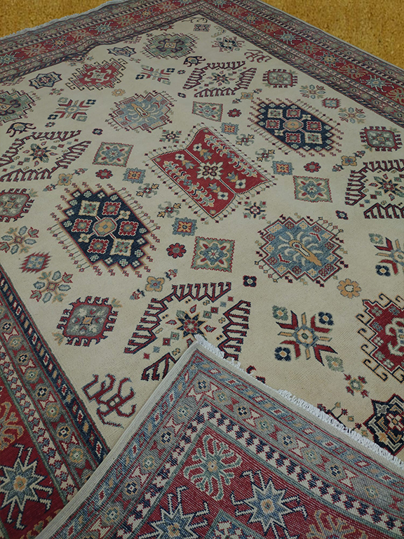 8'X10' Pak Kazak Hand Knotted Red And Beige Oriental Rug-570_23 – 8' × 10'