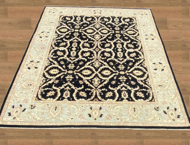 8'X10' Pak-Oushak Handmade Black/Beige Area Rug – 8' × 10'