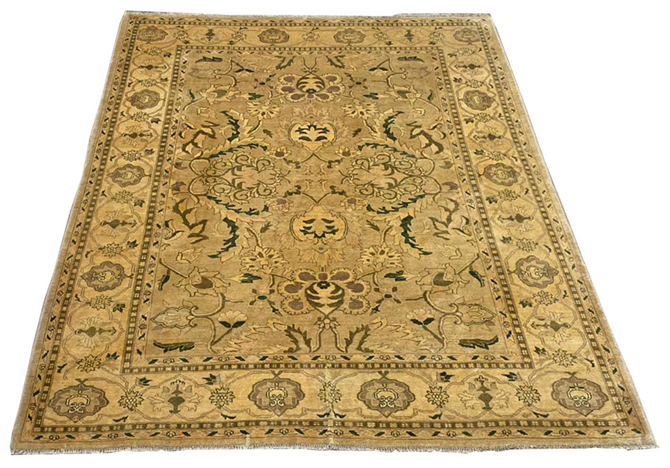 8X10 Pakistan Oushak Handmade Gold/Green Area Rug – 8' × 10'