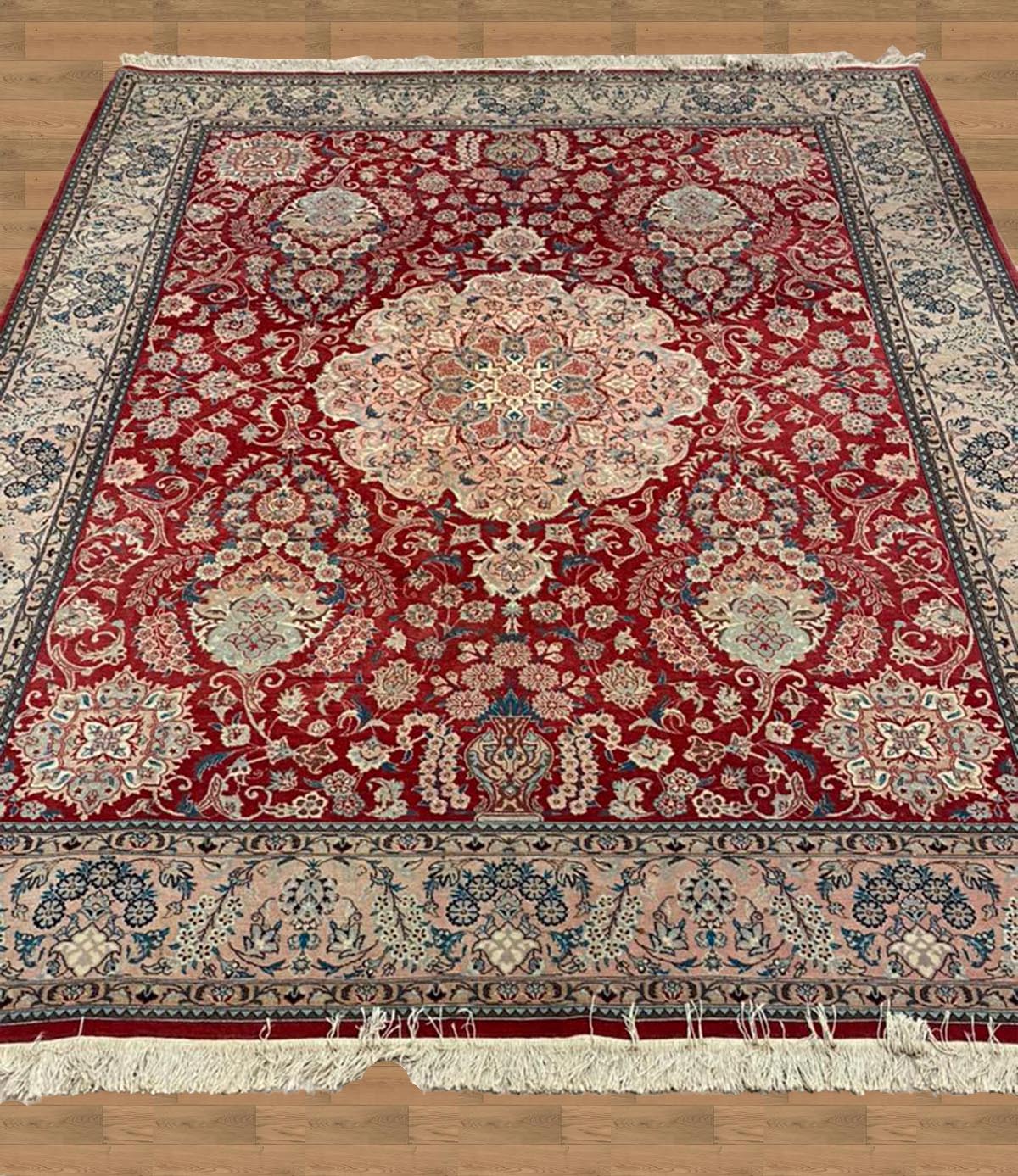 8X10 Pakistan Tabril Red/Blue Area Rug – 8' × 10'