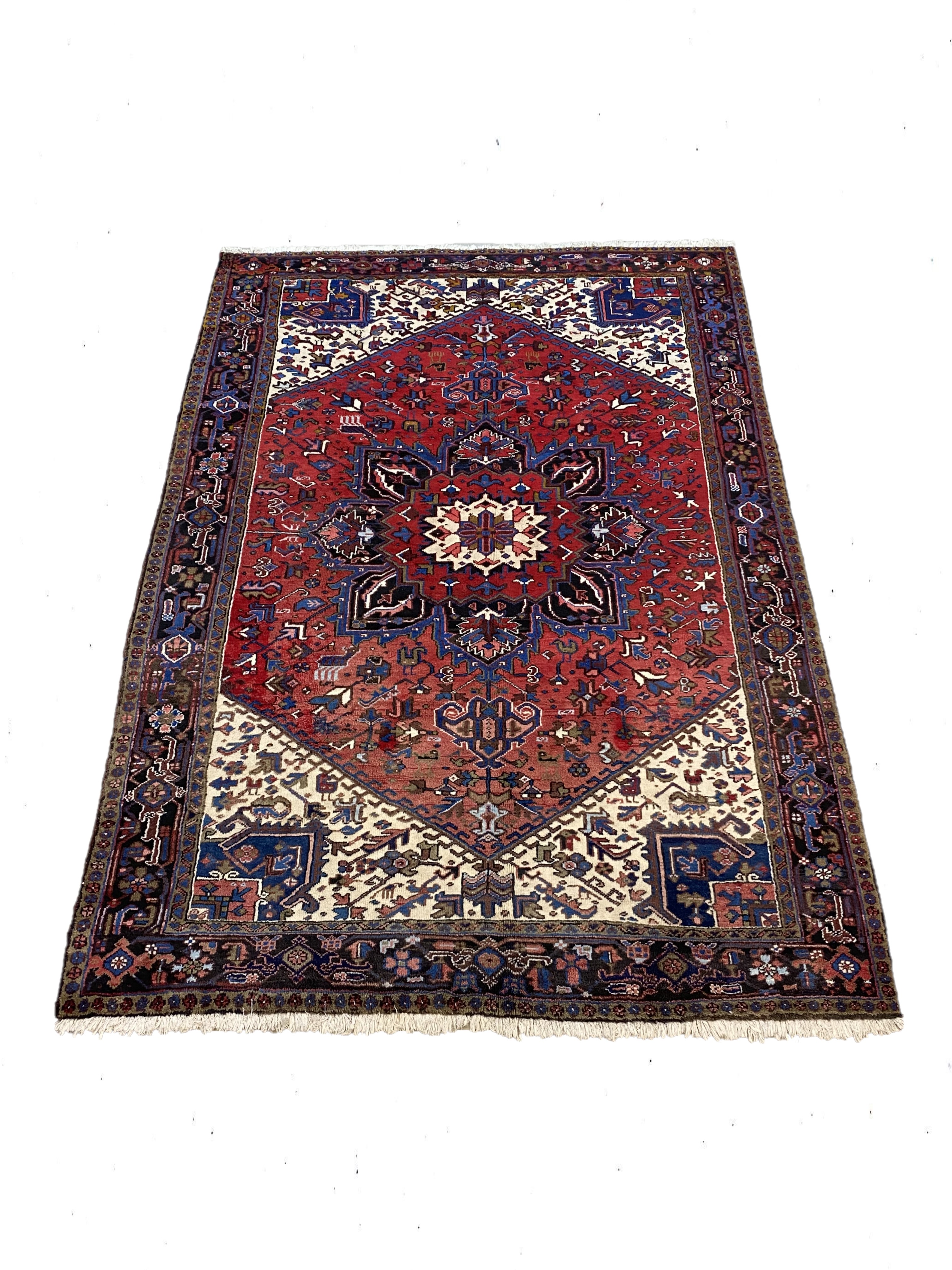 8x11 Geometric Red/Blue Handmade Rug – 8' × 11'