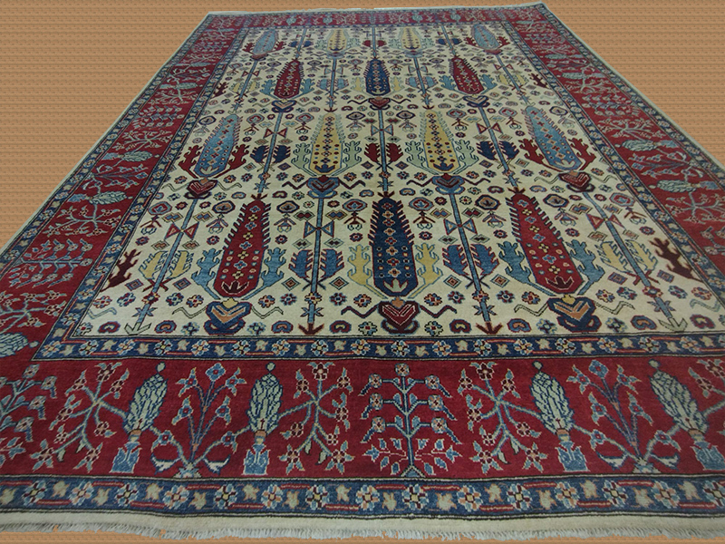 8'X8'9" Persian Hand Woven Large Floral Rug – 8' × 8'9"