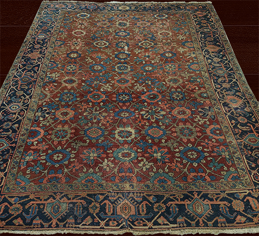 9' 4 x 12' 3"Vintage Woolen Hand-Knotted Persian Serapi Rug – 9'4" × 12'3"