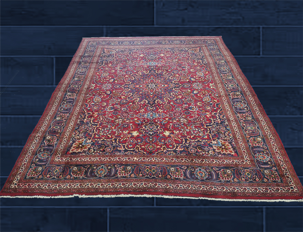 9' 8"X12' 3" Kashan Persian Hand Knotted Area Rug – 9'8" × 12'3"