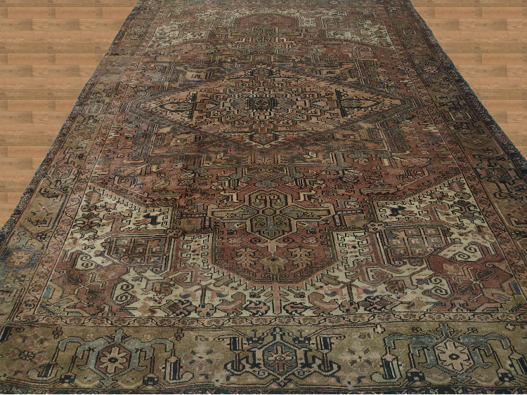 9'0" X 12'6" Persian Heriz Handmade large medallion Rug – 9' × 12'6"