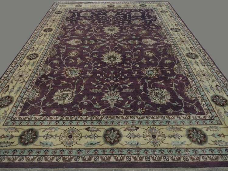 9"10" X 13'10 India handmade Floral Area Rug – 10" × 13'10