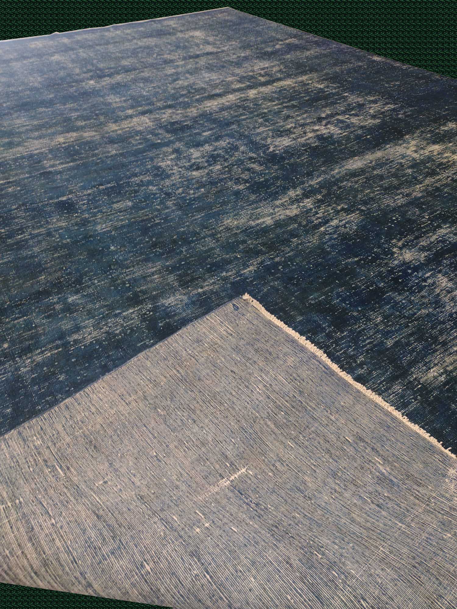 9'10"X13'6" Vintage Tabriz Persian Handmade Slate Blue Area Rug – 9'10" × 13'6"