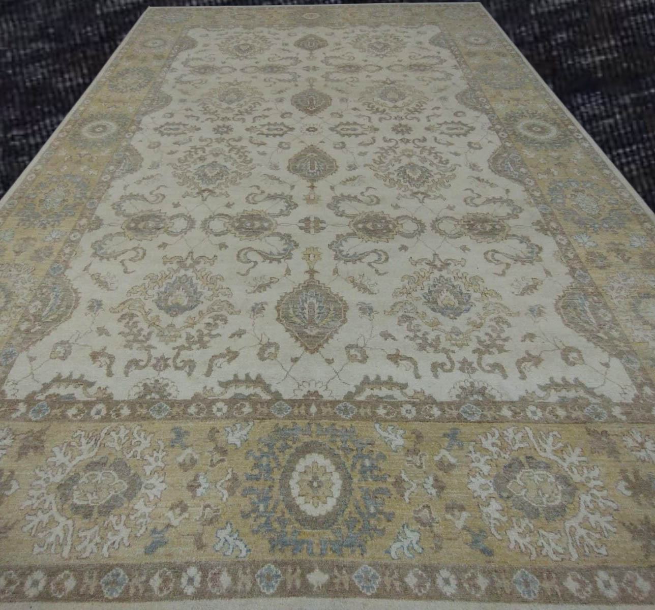 9'1"X12'8" Pak Oushak Handmade Cream /Brown Area Rug – 9'1" × 12'8"