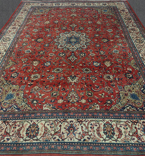 9'7" X 13'1" Handmade Persian Sarouk Oriental Rug – 9'7" × 13'1"