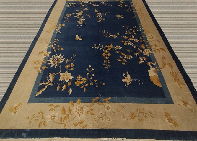 9'x11' Peaking China Blue And Khaki Rug – 9' × 11'