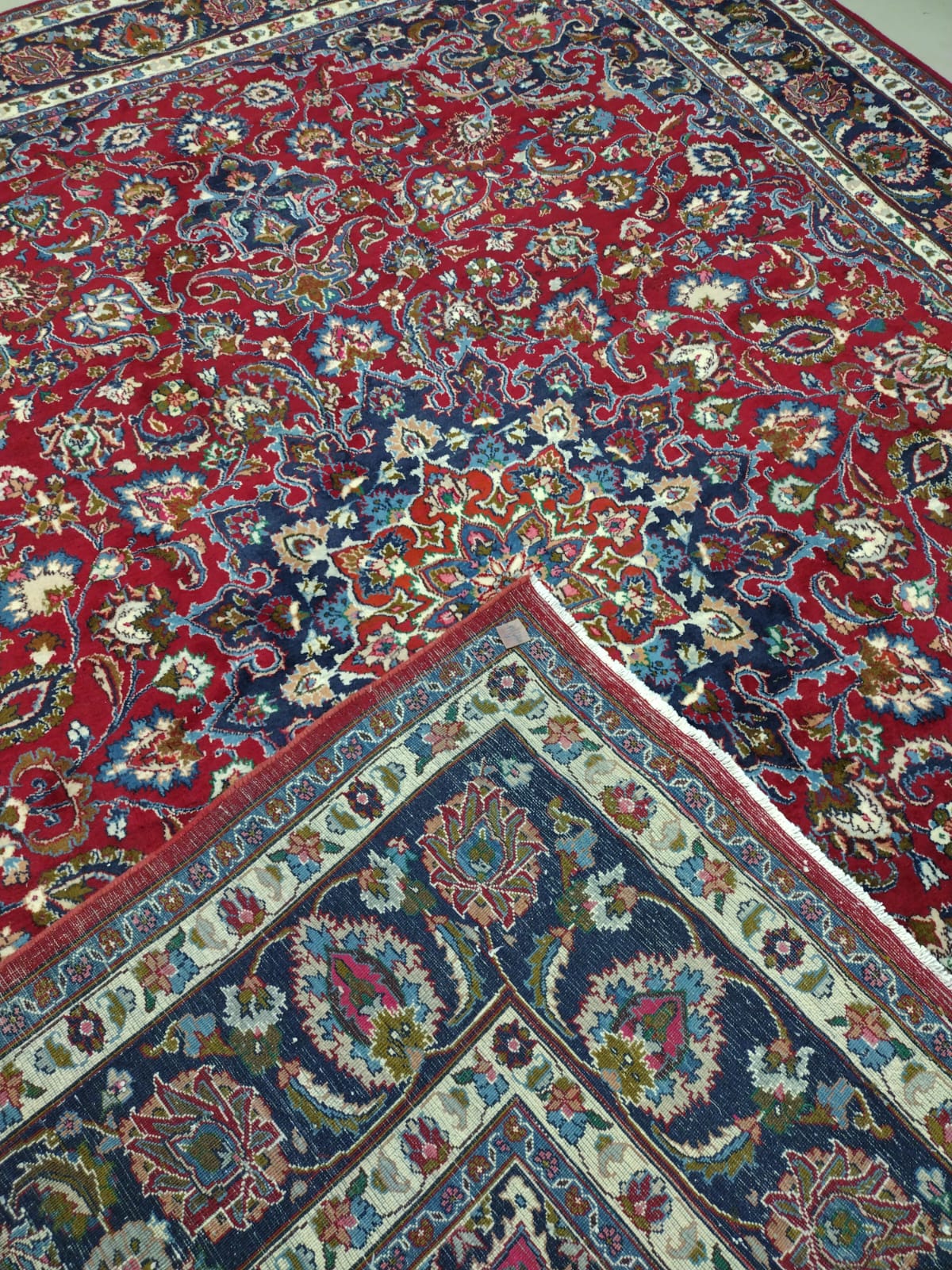 9'X12' Persian Kashan Handmade Dark Blue/Red Area Rug – 9' × 12'