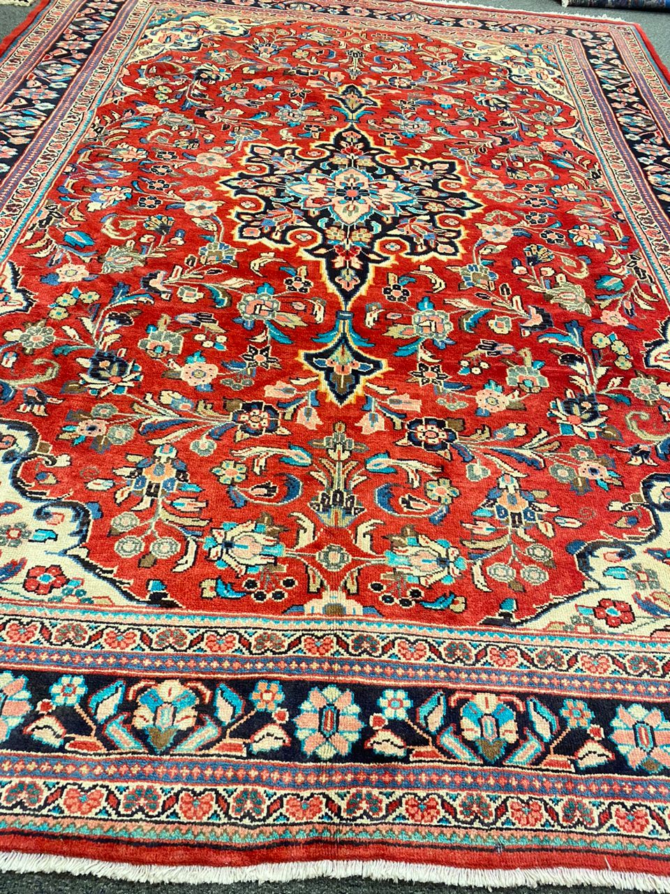 9'X12' Persian Mahal Handmade Vintage Red/Blue Area Rug – 9' × 12'