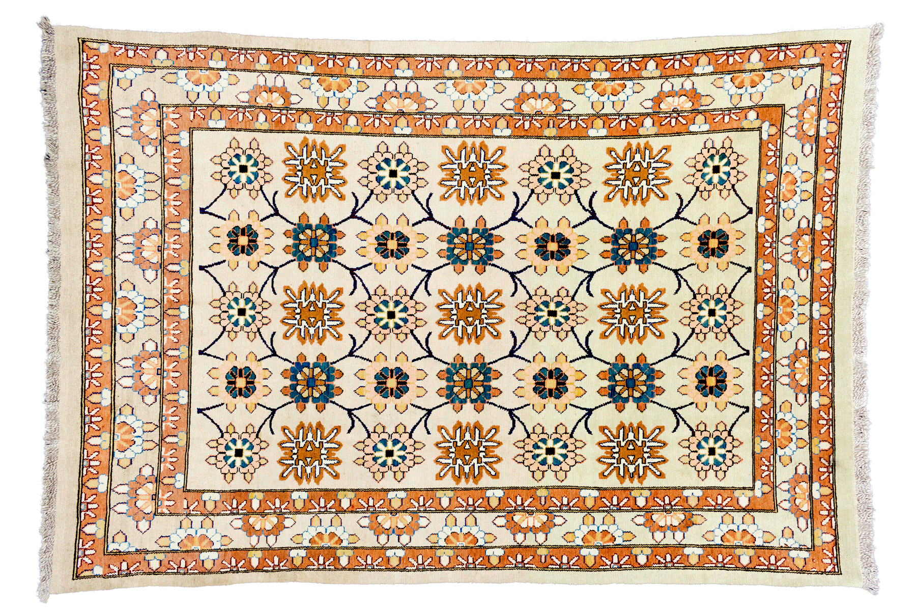 Beige and Orange Floral Rug
