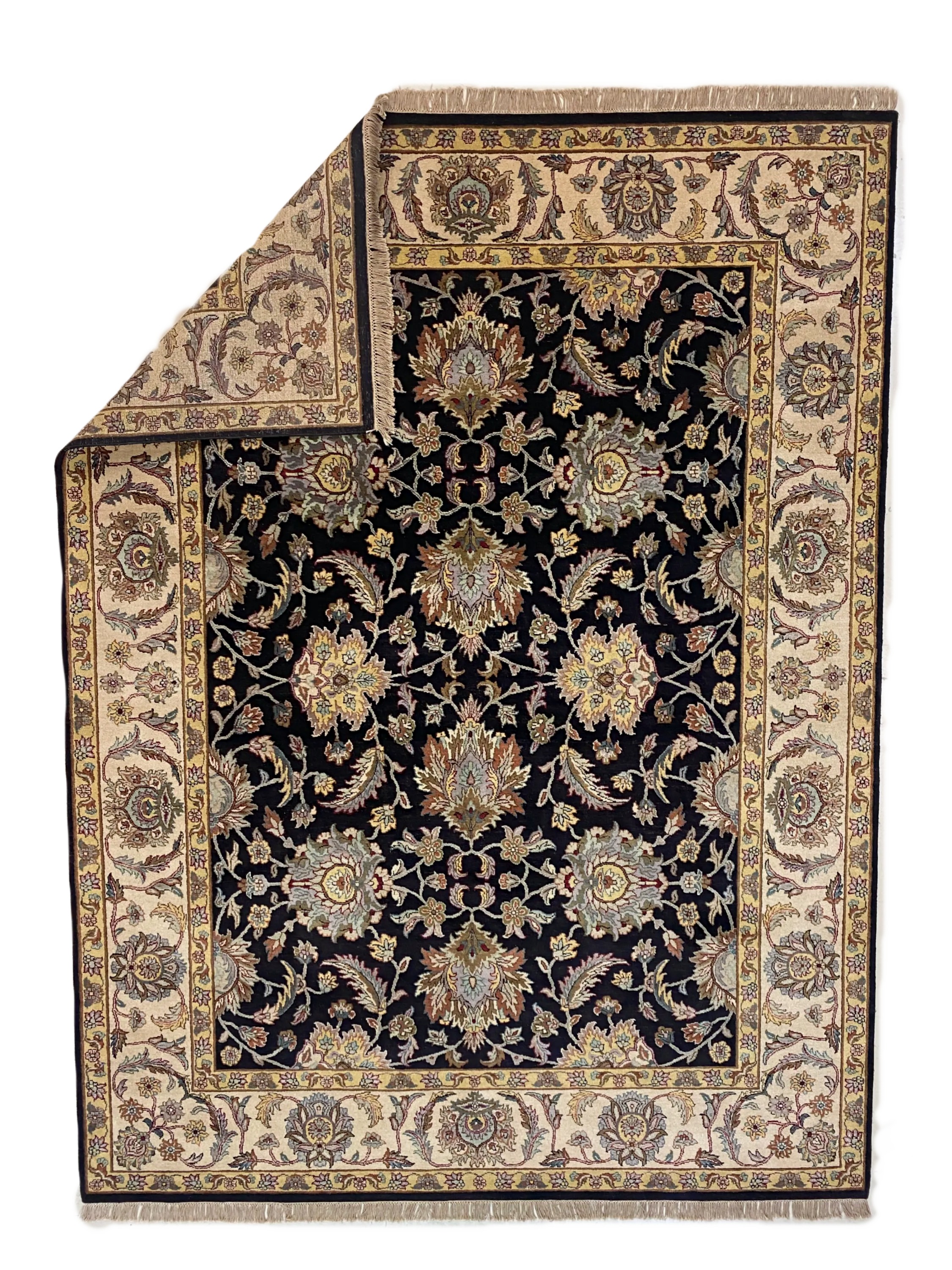 Black and Beige Handmade Indian Rug