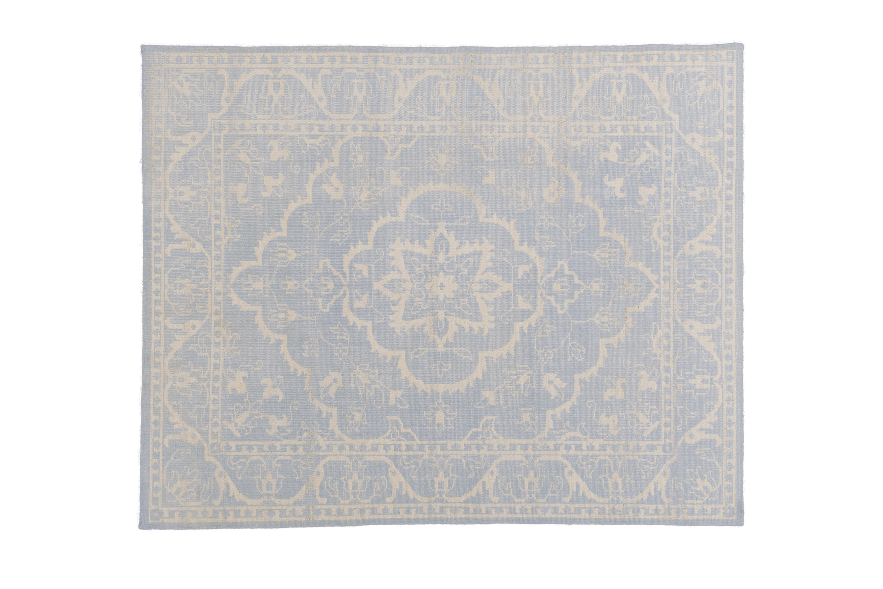 Cream and Light Blue Rug
